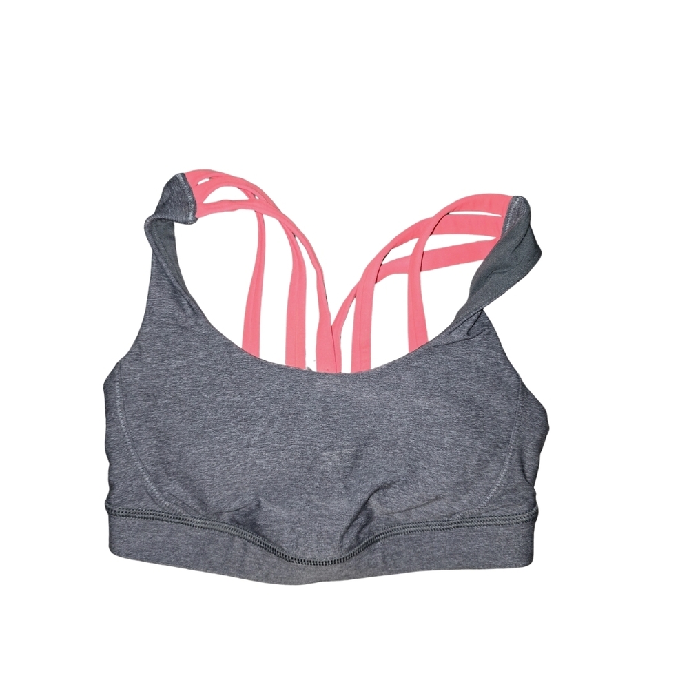 Lululemon Energy Strappy Gray and Pink Sports Bra Size 2